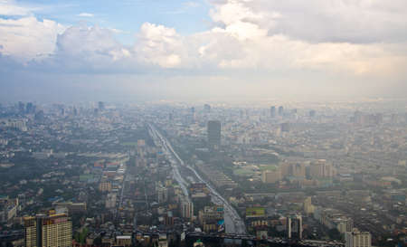 BANGKOK, THAILAND - SEP 15. Panorama view over Bangkok on September 15, 2012 in Bangkok, Thailand. Bangkok is the biggest city in Thailand with 7,02 million inhabitants.のeditorial素材