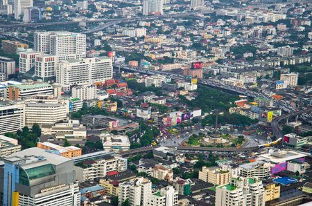 BANGKOK, THAILAND - SEP 15. Panorama view over Bangkok on September 15, 2012 in Bangkok, Thailand. Bangkok is the biggest city in Thailand with 7,02 million inhabitants.のeditorial素材