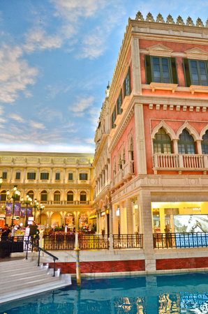 Cotai Strip, Macau, China - May 8th 2013 : The Venetian Hotel, Macao - The famous shopping mall, luxury hotel and the largest casino in the worldのeditorial素材