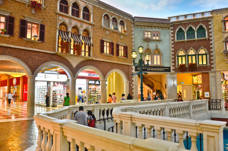 Cotai Strip, Macau, China - May 8th 2013 : The Venetian Hotel, Macao - The famous shopping mall, luxury hotel and the largest casino in the worldのeditorial素材