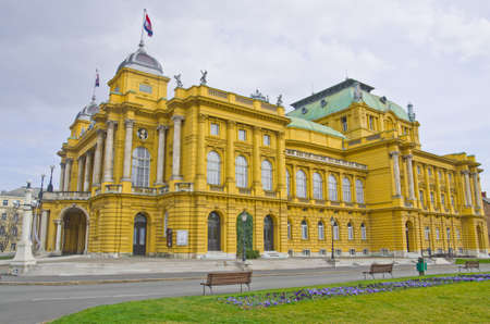 Croatia, Zagreb. The building of the Croatian National Theaterのeditorial素材