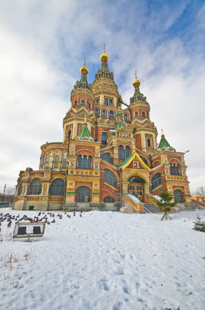 St. Peter and Paul's church in the Russian city of Peterhof near St. Petersburgの写真素材