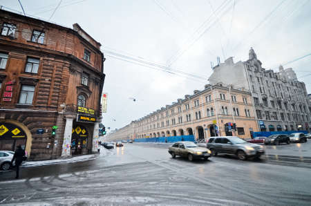 ST.PETERSBURG, RUSSIA - MARCH 4 Nevsky Prospect in March 4, 2012 in St.Petersburg, Russia. Prospect came shortly after founding of city in 18th century. Now it is main street, length of 4.5 kmのeditorial素材
