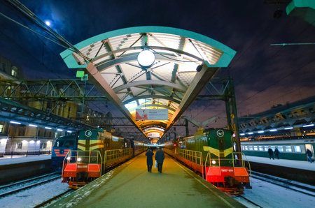 ST.PETERSBURG, RUSSIA - MARCH 5 St.Petersburg railway station known as Moscow station in March 5,...