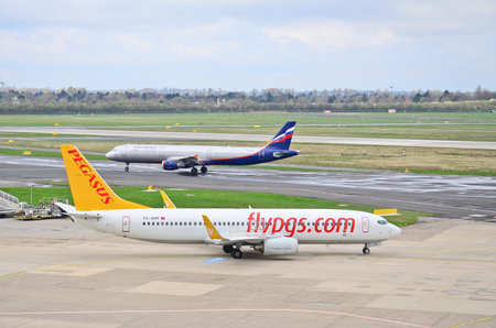 DUSSELDORF, GERMANY - MARCH 30:  Pegasus Airlines Boeing B777 taxiing to take-off from Dusseldorf Airport on March 30, 2012. Dusseldorf Airport is the third largest airport in Germany.のeditorial素材