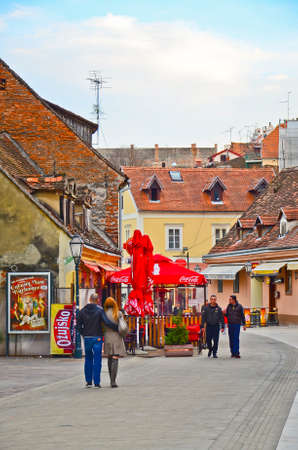 ZAGREB, CROATIA - MARCH 18: Unidentified people enjoy sightseeing at old city on March 18, 2012 in Zagreb, Croatia. In 2012 it was visited by over 700000 tourists, mainly from Austria, Germany and Italy.のeditorial素材