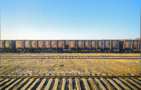 TRANS-SIBERIAN ROUTE, RUSSIA - FEB 26. Beautiful view through the train in day time along the Trans-Siberian railway on February 26, 2012. Trans-Siberian is the longest railway in the world (9288 km).のeditorial素材