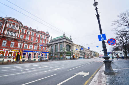 ST.PETERSBURG, RUSSIA - MARCH 4: Nevsky Prospect in March 4, 2012 in St.Petersburg, Russia. Prospect came shortly after founding of city in 18th century. Now it is main street, length of 4.5 kmのeditorial素材
