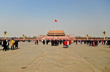 BEIJING - FEB 20: Tiananmen square on a sunny day on February 20, 2012 in Beijing, China. Tiananmen square is a symbol of PRC.のeditorial素材