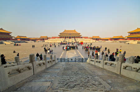 BEIJING - FEB 20:Visitors at the The Forbidden City on February 2012 in Beijing,China.The Forbidden City is China's top tourist attraction, drawing more than 7 million visitors a year.のeditorial素材