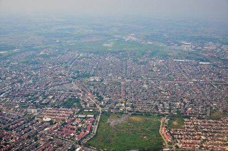 aerial view of Jakarta from air planeの写真素材