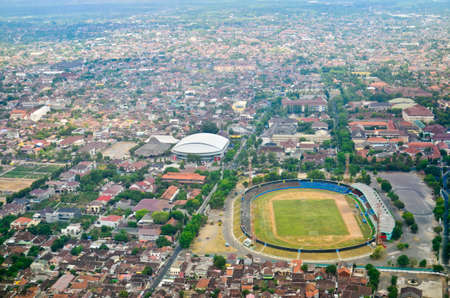 aerial view of Yogyakarta from air planeの写真素材