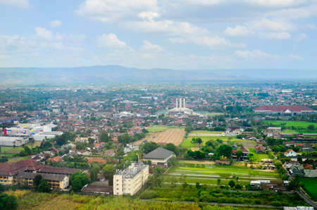 aerial view of Yogyakarta from air planeの写真素材