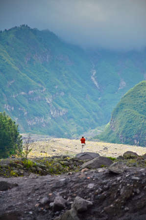 Volcano Merapi on the island of Java, Indonesiaの写真素材