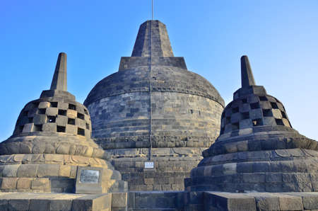 Sunrise Borobudur Temple Stupa in Yogyakarta, Java, Indonesia.の写真素材