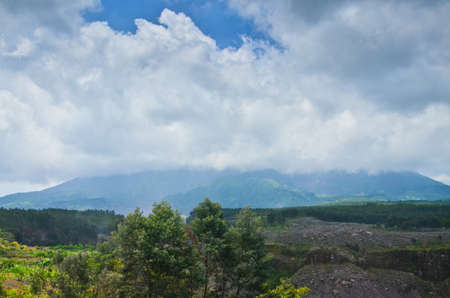 Volcano Merapi on the island of Java, Indonesiaの写真素材