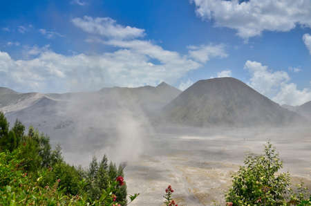 Bromo Volcano Mountain in Tengger Semeru National Park, East Java, Indonesiaの写真素材