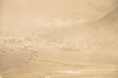 Pura Luhur Poten temple. Sea of sand, Tengger massif, East Java, Indonesiaの写真素材