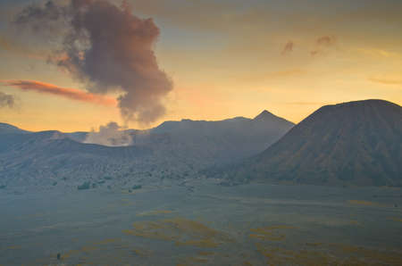 Volcanoes in Bromo Tengger Semeru National Park at sunset. Java, Indonesiaの写真素材