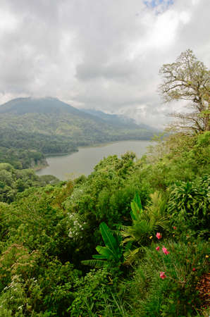 Twin Lake in northern Bali, Indonesiaの写真素材