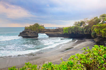 The Tanah Lot Temple, the most important indu temple of Bali, Indonesia.の写真素材