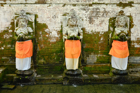 Fountains at Goagajah Temple (The Elephant Cave Temple) in Bali, Indonesia.