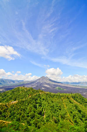 View on Batur volcano and lake, Bali, Indonesiaの写真素材