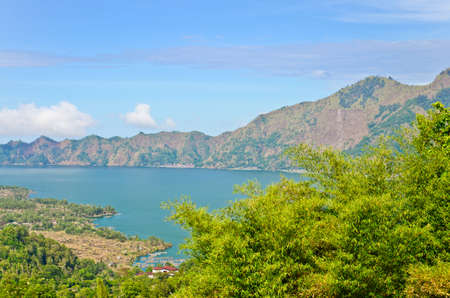 View on Batur volcano and lake, Bali, Indonesiaの写真素材