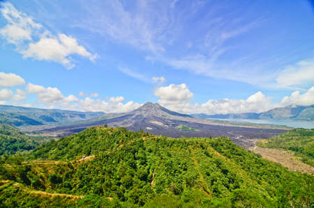 View on Batur volcano and lake, Bali, Indonesiaの写真素材