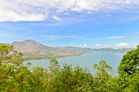 View on Batur volcano and lake, Bali, Indonesiaの写真素材
