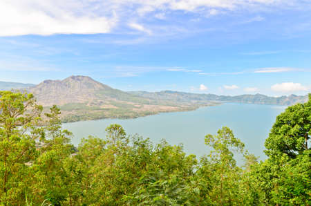 View on Batur volcano and lake, Bali, Indonesiaの写真素材