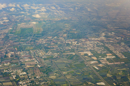 aerial view of Bankok from air planeの写真素材