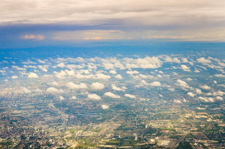 aerial view of Bankok from air planeの写真素材