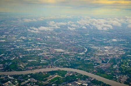 aerial view of Bankok from air planeの写真素材