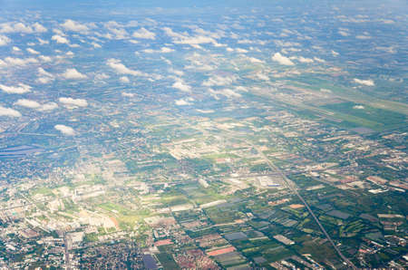 aerial view of Bankok from air planeの写真素材