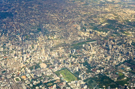 aerial view of Bankok from air planeの写真素材