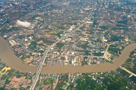 aerial view of Bankok from air planeの写真素材
