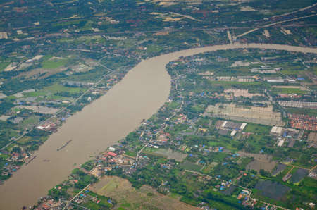 aerial view of Bankok from air planeの写真素材
