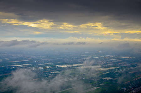aerial view of Bankok from air planeの写真素材