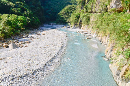 River in Toroko Gorge Marble Canyon in Taiwanの写真素材