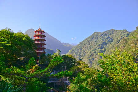 Hsiangte temple in Taroko National Park, Taiwan.の写真素材
