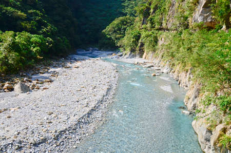 River in Toroko Gorge Marble Canyon in Taiwanの写真素材