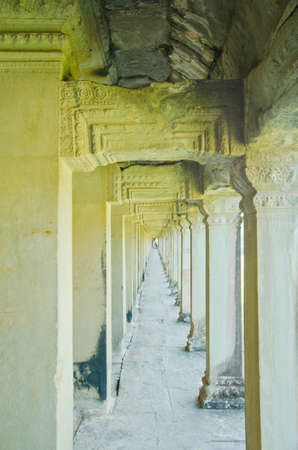 SIEM REAP - JAN 04: Angkor Wat facade on Jan 04, 2014 in Siem Reap, Cambodia.Angkor Wat is the early 12th Century temple.It built by King Suryavarman II. It has become a symbol of Cambodia.のeditorial素材