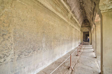 SIEM REAP - JAN 04: Angkor Wat facade on Jan 04, 2014 in Siem Reap, Cambodia.Angkor Wat is the early 12th Century temple.It built by King Suryavarman II. It has become a symbol of Cambodia.のeditorial素材