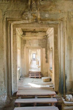SIEM REAP - JAN 04: Angkor Wat facade on Jan 04, 2014 in Siem Reap, Cambodia.Angkor Wat is the early 12th Century temple.It built by King Suryavarman II. It has become a symbol of Cambodia.のeditorial素材