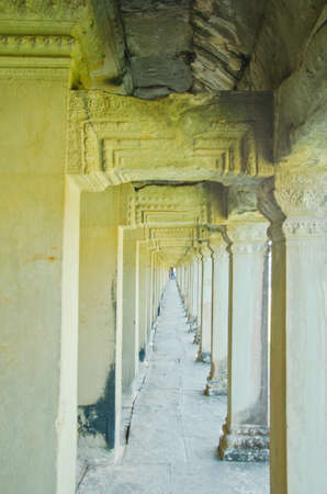 SIEM REAP - JAN 04: Angkor Wat facade on Jan 04, 2014 in Siem Reap, Cambodia.Angkor Wat is the early 12th Century temple.It built by King Suryavarman II. It has become a symbol of Cambodia.のeditorial素材