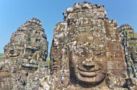Bayon Temple at Angkor Thom, Angkor, Cambodiaの写真素材
