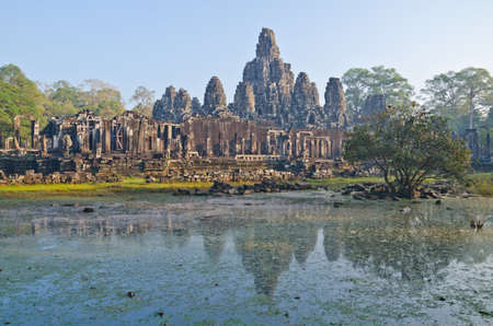 Bayon Temple at Angkor Thom, Angkor, Cambodiaの写真素材