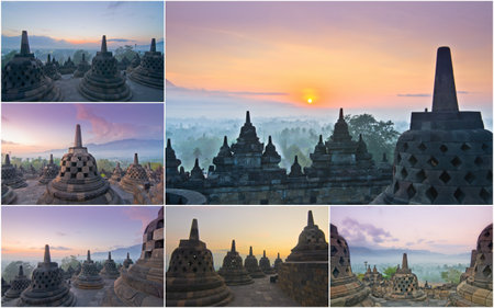 Borobudur Temple, Yogyakarta, Java, Indonesia in a group or collection of pictures
