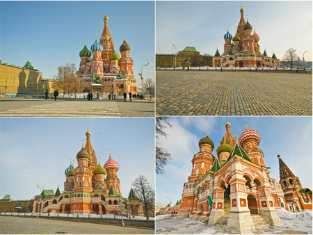 Collage of landmarks of Moscow, Russia